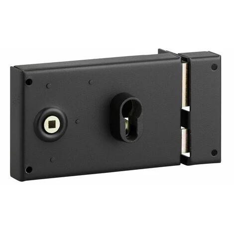 THIRARD - Boitier De Serrure Horizontale En Applique Double Entrée à Fouillot Pour Entrée, Droite, Axe 53mm, 140x88mm, Noir