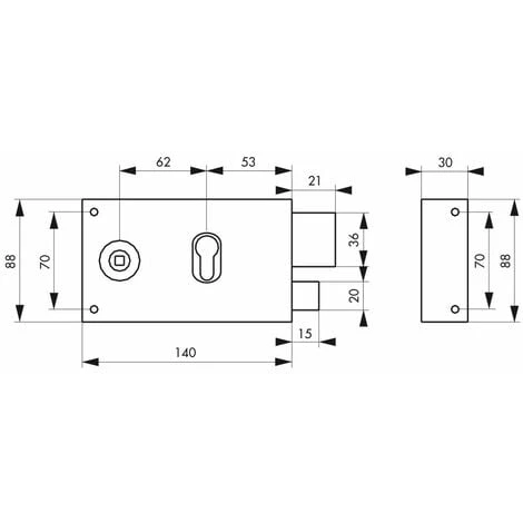 THIRARD - Boitier De Serrure Horizontale En Applique Double Entrée à Fouillot Pour Entrée, Droite, Axe 53mm, 140x88mm, Noir – Image 2