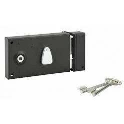 THIRARD - Serrure Horizontale En Applique à Clé à Fouillot Pour Portail, Droite, Axe 58mm, 82x140mm, Zingué, 2 Clés