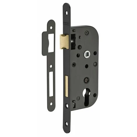 THIRARD - Boitier De Serrure Encastrable à Cylindre Pour Porte D'entrée, Axe 40mm, Bouts Ronds, Noir