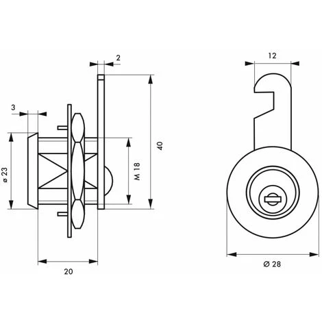 THIRARD - Batteuse Avec Came Pour Boîte Aux Lettres, Nickel, Longueur 20mm, 2 Clés – Image 2