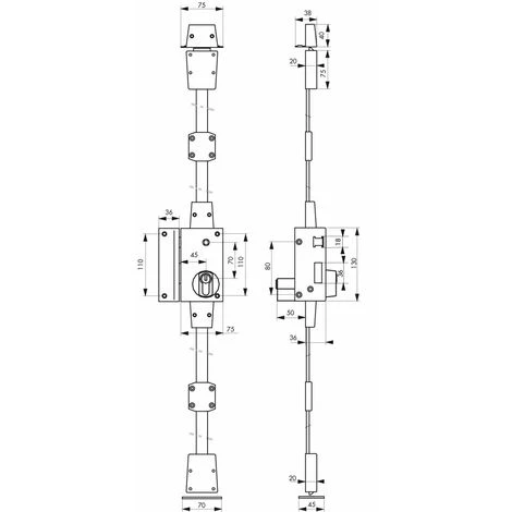 THIRARD - Serrure En Applique Targa à Fouillot Pour Porte D'entrée, Gauche, 3 Pts, Cylindre 30x65mm, Axe 45mm, Or, 4 Clés – Image 2