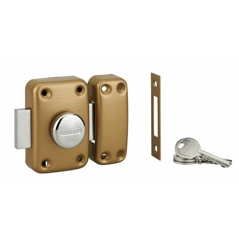 THIRARD - Verrou Double Entrée Apache Avec Gâche à Encastrer Pour Porte D'entrée, Cylindre 45mm, Acier, 3 Clés, époxy Or