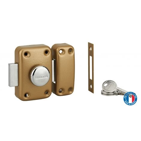 THIRARD - Verrou Double Entrée Apache Avec Gâche à Encastrer Pour Porte D'entrée, Cylindre 45mm, Acier, 3 Clés, époxy Or – Image 3