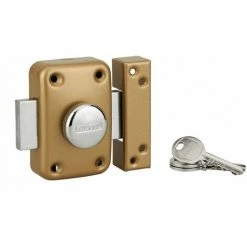 THIRARD - Verrou à Bouton Et Cylindre Apache Pour Huisserie Métallique, Cylindre 45mm, Acier, 3 Clés, époxy Or