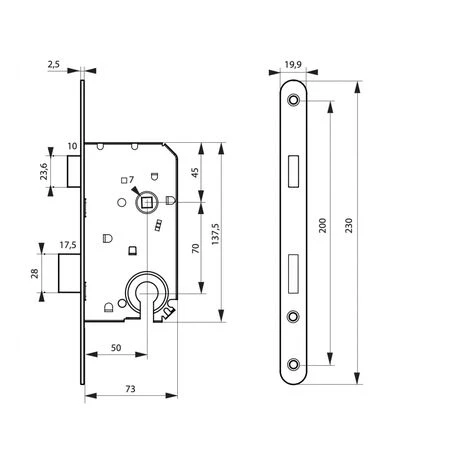 THIRARD - Boitier De Serrure Magnétique Encastrable à Cylindre Pour Porte Intérieure à Sécuriser, Axe 50mm, Bouts Ronds – Image 3