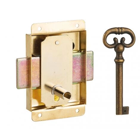 THIRARD - Serrure De Meuble En Applique Pour Porte D'ameublement, Axe 25mm, 50x60mm, Laiton, 1 Clé