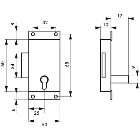 THIRARD - Serrure De Meuble En Applique Pour Porte D'ameublement, Axe 25mm, 50x60mm, Laiton, 1 Clé – Image 3