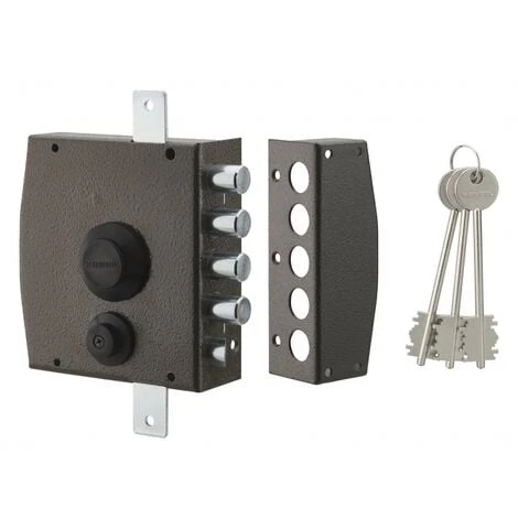 THIRARD - Serrure En Applique à Clé Pour Porte D'entrée, 154x140mm, 3 Pts, Droite, 3 Clés