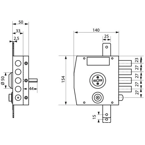 THIRARD - Serrure En Applique à Clé Pour Porte D'entrée, 154x140mm, 3 Pts, Droite, 3 Clés – Image 3