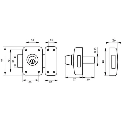 THIRARD - Verrou Double Entrée Apache Pour Porte D'entrée, Cylindre 60mm, Acier, 3 Clés, époxy Or – Image 2