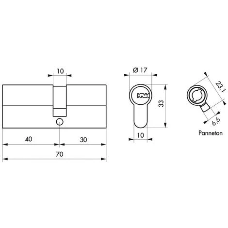 THIRARD - Cylindre De Serrure Double Entrée Transit 2, 40x30mm, Nickel, Anti-perçage, Anti-crochetage Côté 30mm, 3 Clés – Image 2