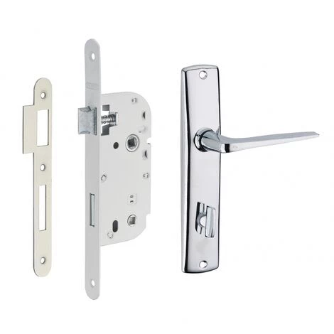 THIRARD - Garniture Serrure Encastrable à Condamnation + Ensemble Poignées Ares, Axe 40mm, Bouts Ronds, Blanc