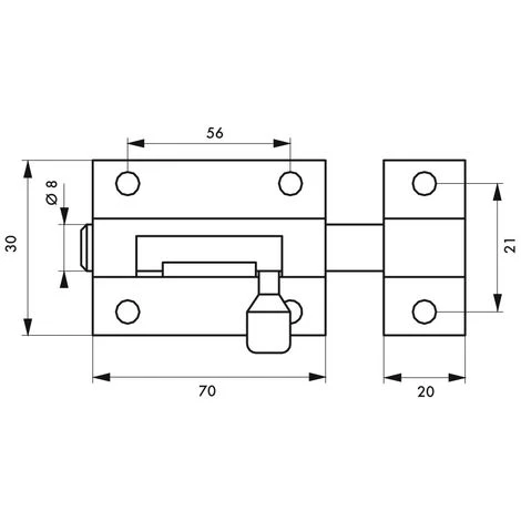 THIRARD - Targette, Laiton, Pêne Ø 8mm, 70x30mm – Image 2