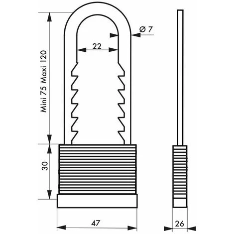 THIRARD - Cadenas à Clé Upper, Intérieur, Anse Réglable, Ø7mm, Zingué, 2 Clés – Image 2