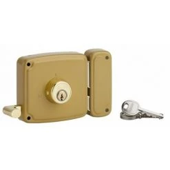 THIRARD - Serrure Horizontale En Applique Double Entrée à Tirage Pour Porte D'entrée, Droite, 100x94mm, Axe 50mm, Marron, 3 Clés