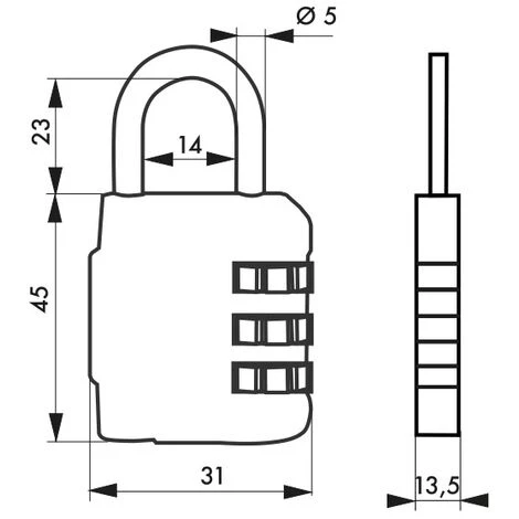 THIRARD - Cadenas à Code Compact 03, Bagage, 3 Chiffres, Anse Acier, 31mm, Noir – Image 2
