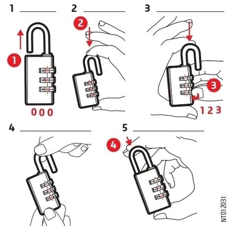 THIRARD - Cadenas à Code Compact 03, Bagage, 3 Chiffres, Anse Acier, 31mm, Noir – Image 3