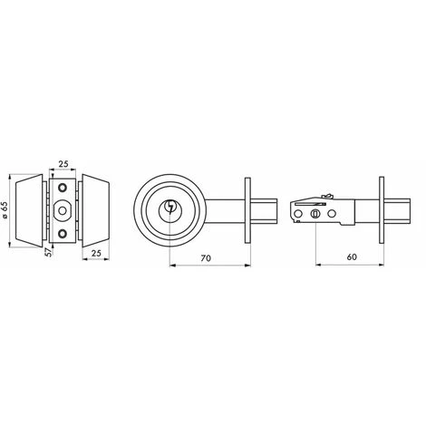 THIRARD - Serrure Horizontale Tubulaire En Applique Double Entrée Pour Porte D'entrée, Axe Réglable, Doré, 3 Clés – Image 2
