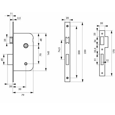 THIRARD - Serrure Encastrable à Condamnation Pour Porte De Salle De Bain Et Toilettes, Axe 50mm, Bouts Ronds, Poli Nickelé – Image 2