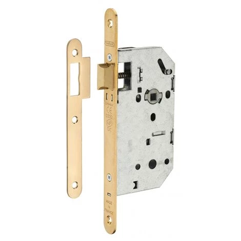 THIRARD - Serrure Encastrable Unimax CE NF QC Pour Porte Intérieur, Axe 50mm, Bouts Ronds, Têtière Laitonnée – Image 2