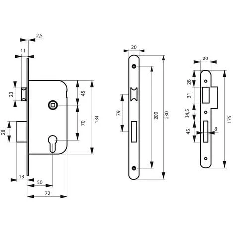 THIRARD - Serrure Encastrable Pour Porte D'entrée Axe à 50 Mm, Coffre épaisseur 10 Mm à Cylindre V/br – Image 2