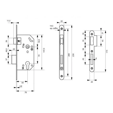 THIRARD - Serrure Encastrable Pour Porte D'entrée Unimax Ce Nf Qc Têtère Laitonnée V/br – Image 2