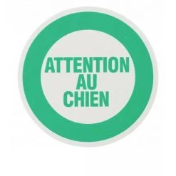 THIRARD - Plaque Signalétique Ø 80mm Attention Au Chien" Avec Adhésif"