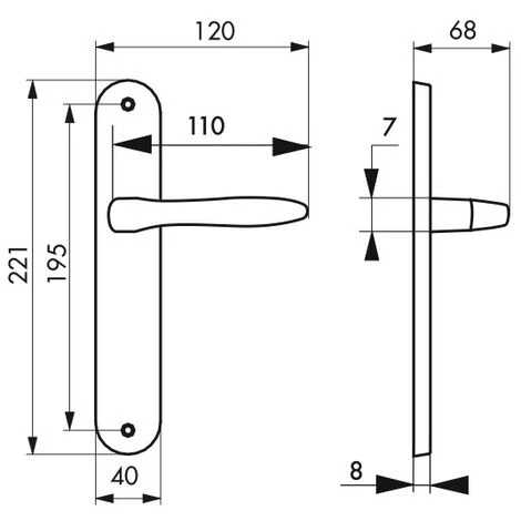 THIRARD - Ensemble De Poignées Pour Porte Intérieure Hera Sans Trou, Carré 7mm, Entr'axes 195mm, Nickelé Satiné â Image 2