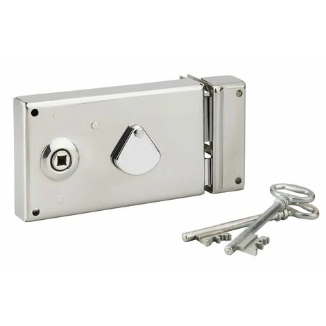 THIRARD - Serrure Horizontale De Grille En Applique à Clé à Fouillot Pour Portail, Droite, Axe 58mm, 140x82mm, Inox, 2 Clés