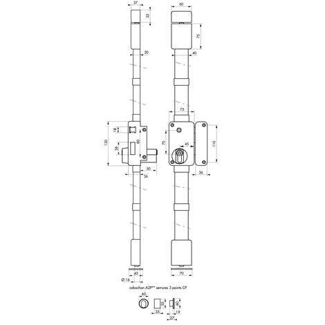 THIRARD - Serrure En Applique Beluga A2P** à Fouillot Pour Entrée, Droite, 3pts, Cobra 31x56mm, Axe 45mm, Blanc, 4 Clés – Image 2
