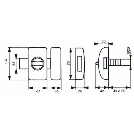 Verrou Universel à Bouton THIRARD Cylindre Languette HG5 + 3 Clés - Blanc - 00080472 - Blanc – Image 2
