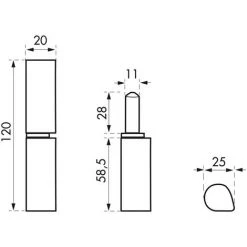 THIRARD - Charnière De Porte D'entrée à Souder, Inox, 120mm, Bague Laiton