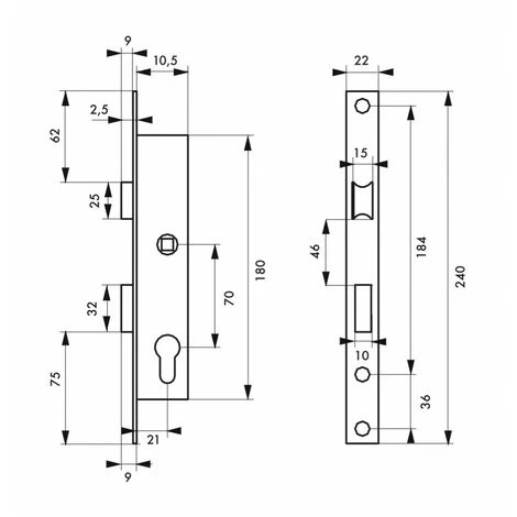 Thirard Serrure Encastrée THIRARD, à Cylindre, Axe 10.5 Mm – Image 3