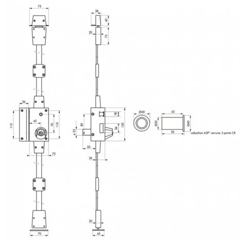 Serrure En Applique 3 Points TARGA - Cylindre Rond - Gauche - 4 Clés THIRARD – Image 2