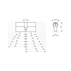Cylindre HG6 35x45 THIRARD - Laiton Sur Passe PTT Et EDF - 3 Clés - PU063545