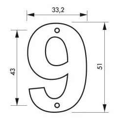 THIRARD - Plaque Signalétique Chiffre 9 Hauteur 51mm à Visser