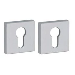 THIRARD - Paire De Rosaces Carrées Modena/Givrena, 50x50mm, Trou De Cylindre, Chromé Satiné
