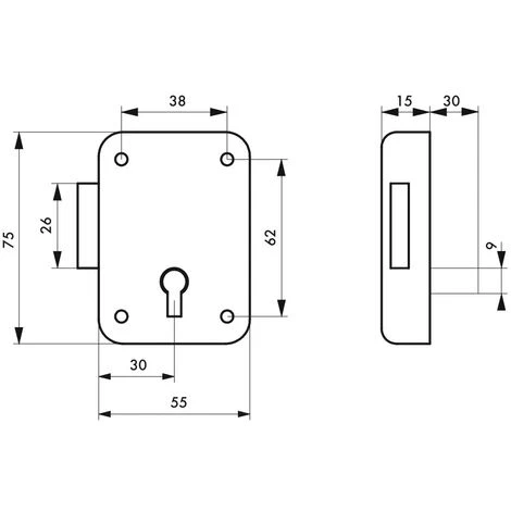 THIRARD - Serrure De Meuble Paris Pour Porte D'ameublement, Droite, Axe 30mm, 55x70mm, Gris, 1 Clé – Image 3