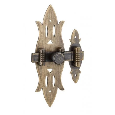 THIRARD - Verrou De Meuble Rustique, 40x130mm, Laiton Patiné