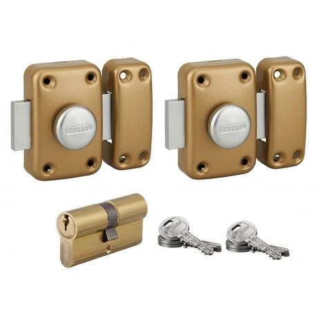 THIRARD - Lot 2 Verrous De Porte D'entrée Capital, Bouton 45 Mm + Cylindre Profilé Hg 30x30 Mm, 6 Clés, S'entrouvrant