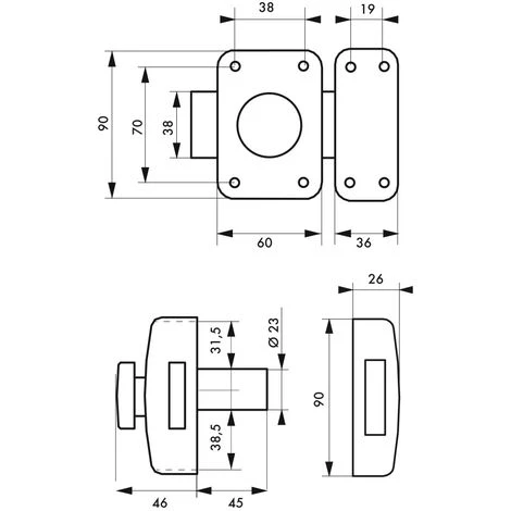 THIRARD - Lot 2 Verrous De Porte D'entrée Capital, Bouton 45 Mm + Cylindre Profilé Hg 30x30 Mm, 6 Clés, S'entrouvrant – Image 2