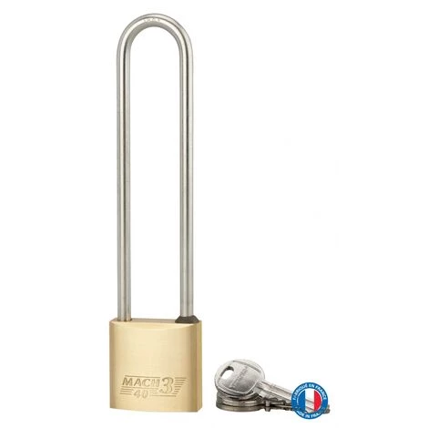 THIRARD - Cadenas à Clé Mach 3, Laiton, Extérieur, Anse Haute Acier, 40mm, 3 Clés – Image 3