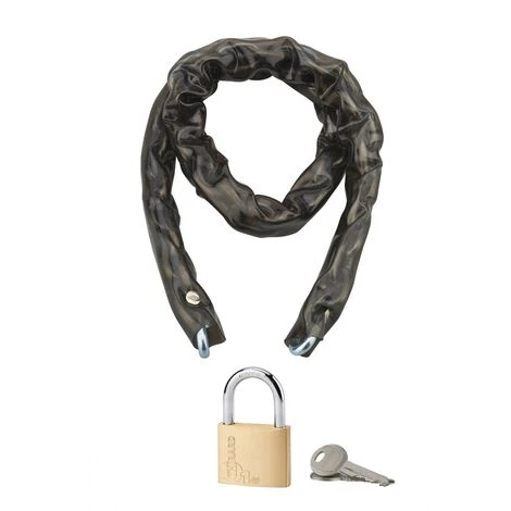 THIRARD - Chaine Gainee à Clé PVC Loops, Vélo, Barrières, Ø6mm, 0.9m, Cadenas 40mm, 2 Clés