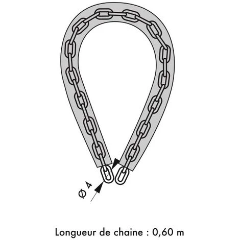 THIRARD - Chaine Gainee à Clé PVC Loops, Vélo, Barrières, Ø6mm, 0.9m, Cadenas 40mm, 2 Clés – Image 2