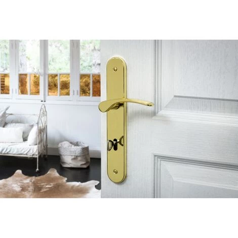 THIRARD - Ensemble De Poignées Pour Porte De Chambre Dionysos Trou De Clé, Carré 7mm, Entr'axes 195mm, Laitonné – Image 2