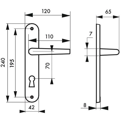 THIRARD - Ensemble De Poignées Pour Porte De Chambre Dionysos Trou De Clé, Carré 7mm, Entr'axes 195mm, Laitonné – Image 3