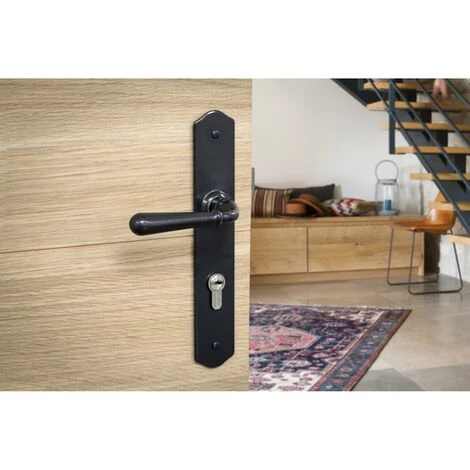 THIRARD - Ensemble De Poignées Pour Porte D'entrée Charon Trou De Cylindre, Carré 7mm, Entr'axes 195mm, Acier Patiné – Image 2