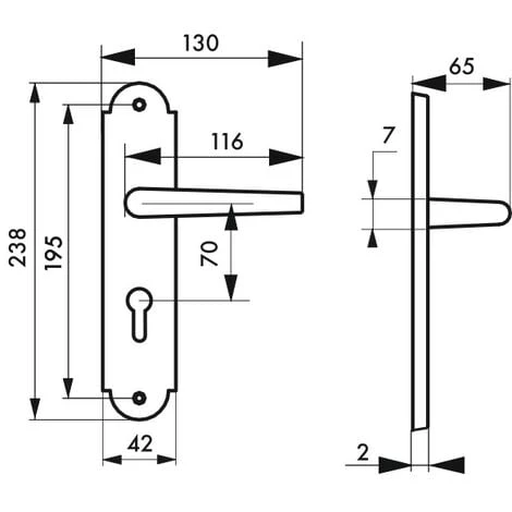 THIRARD - Ensemble De Poignées Pour Porte D'entrée Charon Trou De Cylindre, Carré 7mm, Entr'axes 195mm, Acier Patiné – Image 3