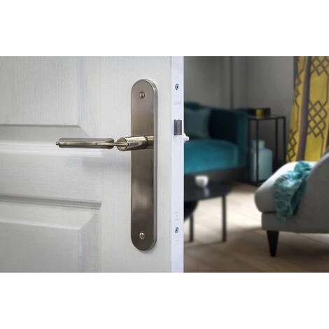 THIRARD - Ensemble De Poignées Pour Porte Intérieure Gaia Sans Trou, Carré 7mm, Entr'axes 195mm, Nickelé Brossé – Image 2